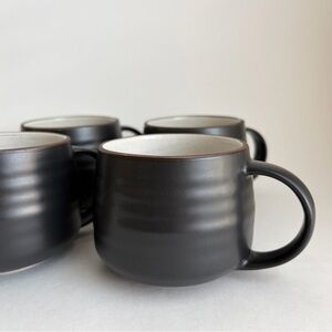Crate & Barrel | Set of 4 Matte Black 18th Street Coffee Mugs